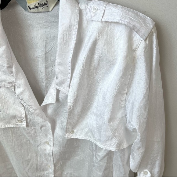Diane von Furstenberg Vintage Button Up Top Panels Roll Tab Crinkle Fabric 16 - Picture 4 of 11